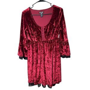 Hot Topic Red Velvet Bell‎ Sleeve Dress Size Small